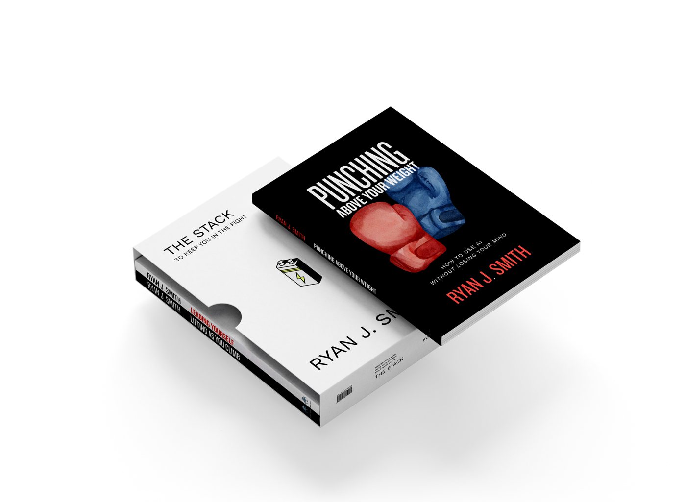 Punching Above Your Weight paperback resting on The Stack slipcase